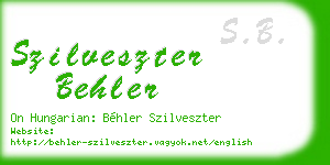 szilveszter behler business card